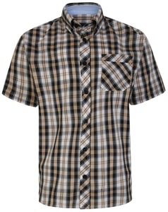 KAM Short Sleeve Check Shirt Sand
